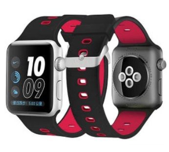 KD Silicone Strap for 38/40mm Apple Watch(S/M/L) – Black & Red