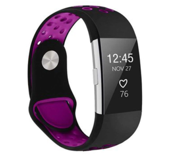 KD Fitbit Charge 2 silicone strap – Black & purple (S-M)