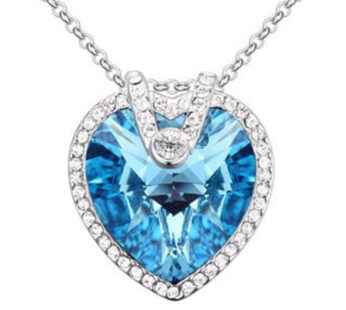 KD Crystal Heart Halo Pendant Necklace with Crystals from Swar