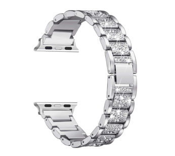 KD 38/40mm Apple Watch SE/6/5/4/3/2/1 diamond rhinestone strap + tool – Silver (S-M-L)