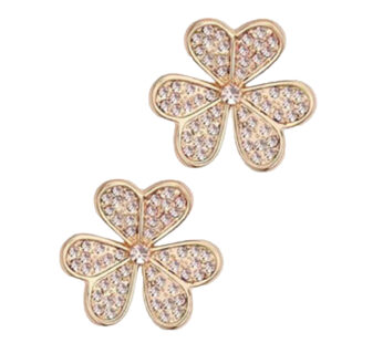 KD Rose Gold-Plated Pave Set Austrian Crystal Clover Earrings