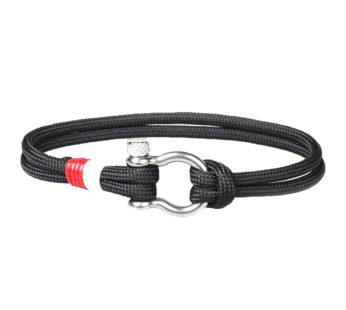 KD Custom Hand Fashion Nautical Nylon Rope Shackle Clasp Bracelet – Black