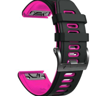 KD Quick Release Silicone band for Garmin 26mm Fenix 5X/6X/3/3HR –  Black & Pink