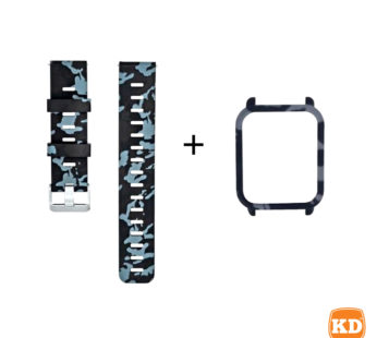KD Amazfit BIP/Lite silicone strap + protective case + film – Camo blue