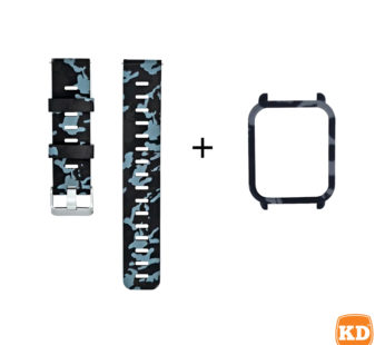 KD Amazfit BIP/Lite silicone strap + protective case + film – Camo grey