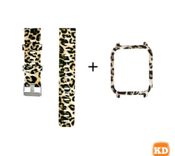 KD Amazfit BIP/Lite silicone strap + protective case + film – Leopard
