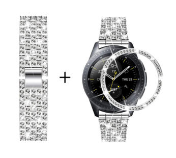 KD Samsung Galaxy Watch shiny steel strap + bezel – Silver (S-M) Combo