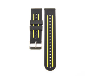 Sample KD Printing Silicone Watch Band For Garmin Vivoactive 3 / Vivomove HR / Forerunner 645 / 245M / Venu / Vivomove / Suunto 3 Fitness Replacement Strap-Black with Yellow Green Stripe