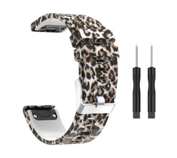 KD Garmin Fenix 5 replacement silicone strap- Brown leopard(S-M-L)