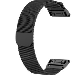 KD Garmin Fenix 5S/6S/Plus Milanese steel strap – Black (S-M-L)
