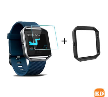 KD Fitbit Blaze metal frame (black) + screen protector combo