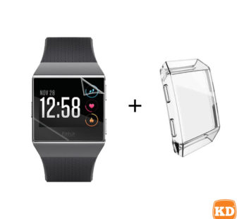 KD Fitbit Ionic screen protector film + TPU case (Clear) combo