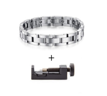 KD Arthritis pain relief titanium steel magnetic therapy bracelet with free tool – Silver