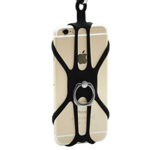 KD Universal Cell Phone Webbed Silicone Holder & Lanyard w/ Ring Stand