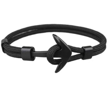 KD Custom Hand Fashion Nylon Rope Anchor Clasp Bracelet (S-M) – Black