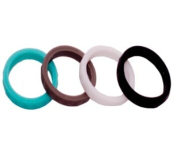 KD Silicone Ring Set of 4 Size USA 8 RSA Q Black.Grey.white & frost Blue