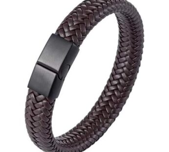 KD Stainless Steel with Vegan Leather Bracelet – Brown M/L (22.5cm)