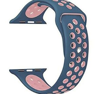 KD Silicone Strap for 42/44mm Apple Watch (S/M/L) – Navy & Pink