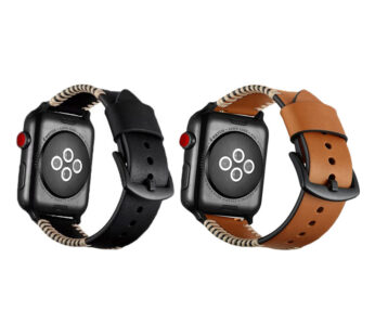 KD 42/44mm Apple Watch 6/5/4/3/2/1 Stitched Leather Strap (Adjustable S-M-L)-2 Colours