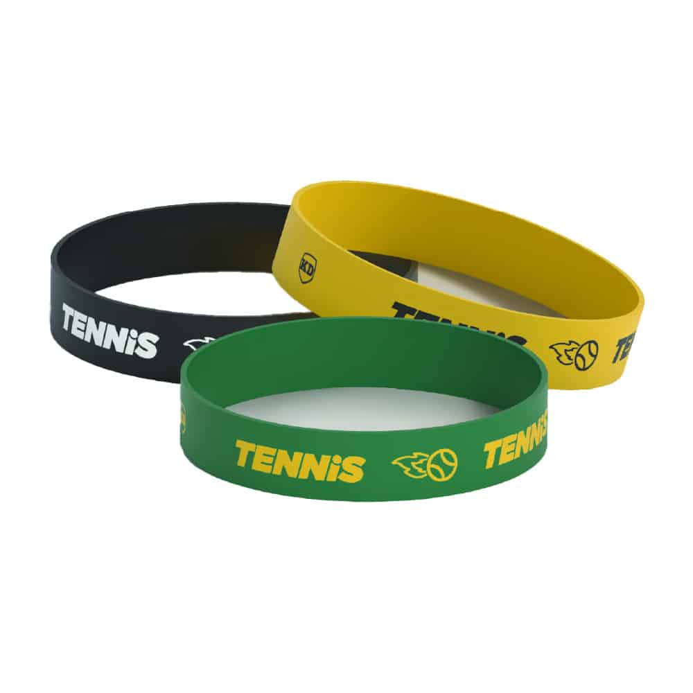 81233 Killer Deals Debossed "Tennis" Silicone Wristband Bracelet- 3 Pack - Image 1